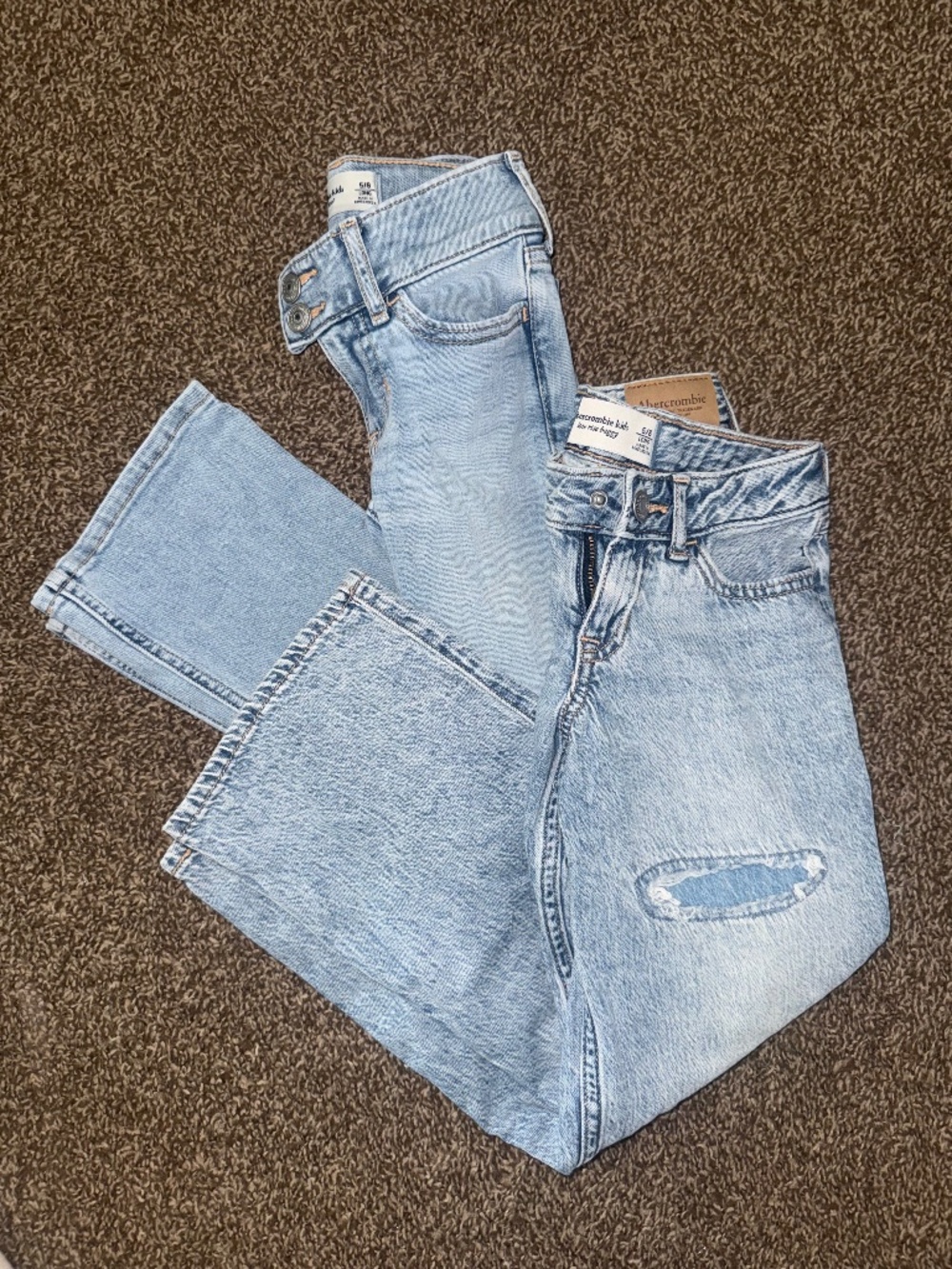Abercrombie Kids Jeans Bundle Size 5/6 Long – Bootcut + Baggy Distressed Denim